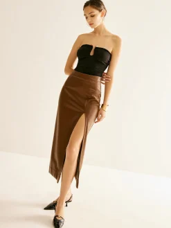 Clearance Metal-Detail Cutout Tube Top Tank Tops & Camis|Tops