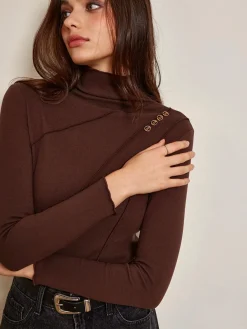 Online Metal-Detail Piping Jersey Top T-shirts|Tops