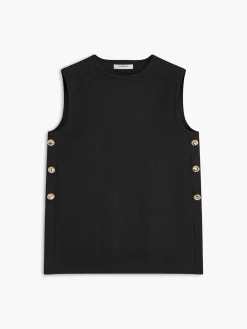 Best Metal-Detail Plain Sweater Vest Vests|Knitwear