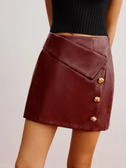 Outlet Metal-Detail PU Leather Zipper Skirt Skirts|Bottoms