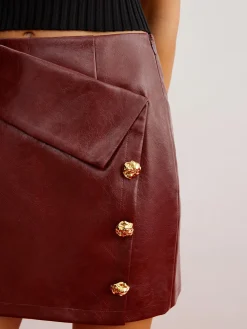 Outlet Metal-Detail PU Leather Zipper Skirt Skirts|Bottoms