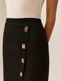 Metal-Detail Split Midi Skirt Skirts|Bottoms