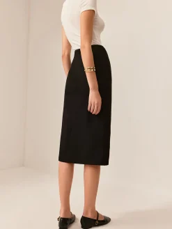 Metal-Detail Split Midi Skirt Skirts|Bottoms