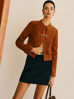 Hot Metal-Detail Suede Jacket Outerwear|Jackets