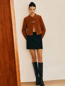 Hot Metal-Detail Suede Jacket Outerwear|Jackets