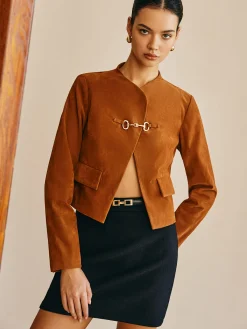 Hot Metal-Detail Suede Jacket Outerwear|Jackets