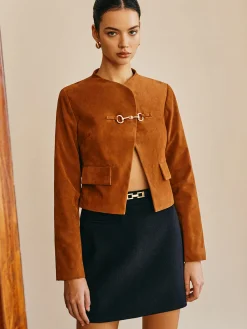 Hot Metal-Detail Suede Jacket Outerwear|Jackets