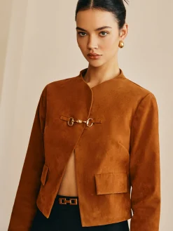 Hot Metal-Detail Suede Jacket Outerwear|Jackets