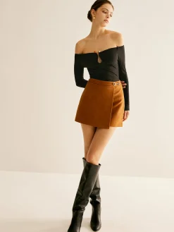 Discount Metal-Detail Suede Mini Skirt Skirts|Bottoms