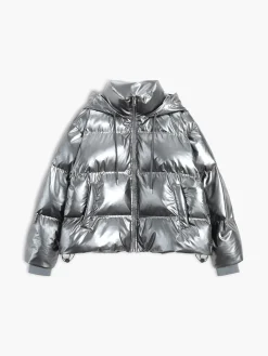 Hot Metallic Puffer Wind Protection Hooded Coat Outerwear|Coats