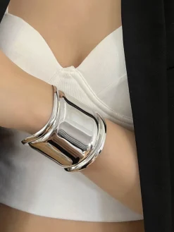 Discount Metallic Wide Cuff Bracelet Rings & Bracelets|Accessories