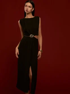 Sale Metal-Ring Cutout Pleated Dress Casual Dresses|Cocktail & Party Dresses