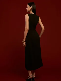 Sale Metal-Ring Cutout Pleated Dress Casual Dresses|Cocktail & Party Dresses