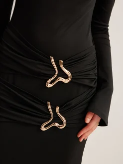 Outlet Metal-Ring Pleated Jersey Dress Black Dresses|Cocktail & Party Dresses