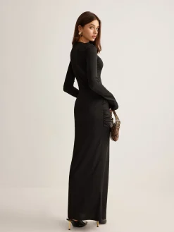 Outlet Metal-Ring Pleated Jersey Dress Black Dresses|Cocktail & Party Dresses