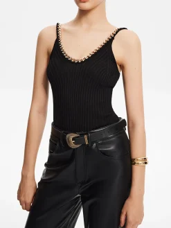 Discount Metal-Trim Spaghetti Strap Sweater Vest Sweater Vests|Sweaters & Cardigans