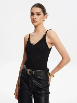 Discount Metal-Trim Spaghetti Strap Sweater Vest Sweater Vests|Sweaters & Cardigans