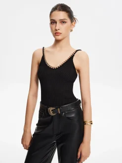Discount Metal-Trim Spaghetti Strap Sweater Vest Sweater Vests|Sweaters & Cardigans