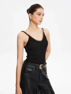 Discount Metal-Trim Spaghetti Strap Sweater Vest Sweater Vests|Sweaters & Cardigans