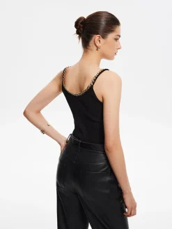 Discount Metal-Trim Spaghetti Strap Sweater Vest Sweater Vests|Sweaters & Cardigans