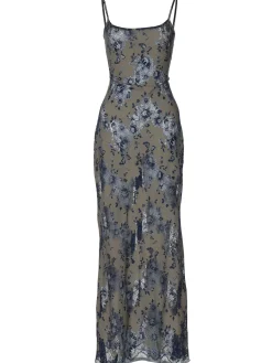Discount Midnight Garden Lace Up Cami Long Dress Casual Dresses|Vacation Dresses