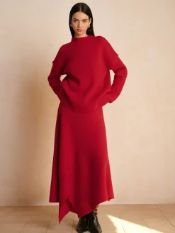 Best Mid-Waist Asymmetrical Sweater Skirt Knitwear|Matching Sets