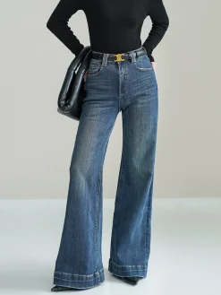 Hot Mid-Waist Bootcut Denim Jeans Without Belt Jeans|Pants