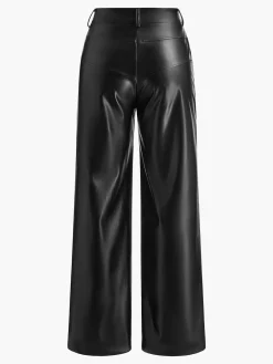 Best Mid-Waist Button PU Leather Pants Pants|Bottoms