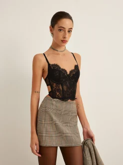 Hot Mid-Waist Checked A-Line Skirt Skirts|Matching Sets