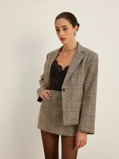 Discount Mid-Waist Checked A-Line Skirt Skirts|Matching Sets