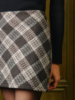 Mid-Waist Checked Zipper Mini Skirt Bottoms