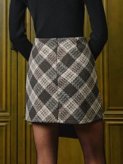 Mid-Waist Checked Zipper Mini Skirt Bottoms