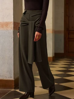 Clearance Mid-Waist Knotted Pants Bottoms