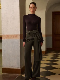 Clearance Mid-Waist Knotted Pants Bottoms