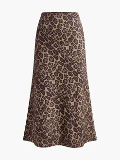 Mid-Waist Leopard Printed Skirt Bottoms