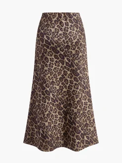 Mid-Waist Leopard Printed Skirt Bottoms