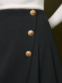 Sale Mid-Waist Metal-Detail Pleated Zipper Skirt Bottoms