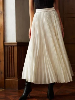 New Mid-Waist Pleated Flowy Skirt Matching Sets|Bottoms