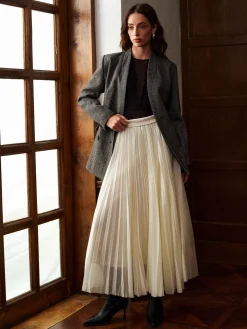 New Mid-Waist Pleated Flowy Skirt Matching Sets|Bottoms