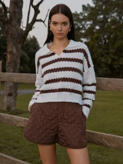 Outlet Mid-Waist Quilted Pockets Shorts Matching Sets|Bottoms