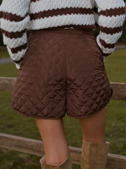 Outlet Mid-Waist Quilted Pockets Shorts Matching Sets|Bottoms