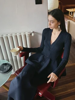 Best Mid-Waist Ruffle Sweater Pants Knitwear|Bottoms
