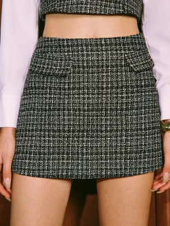 Online Mid-Waist Side-Zipper A-Line Mini Skirt Matching Sets|Bottoms