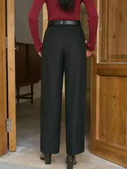 Sale Mid-Waist Tweed Pants Without Belt Bottoms