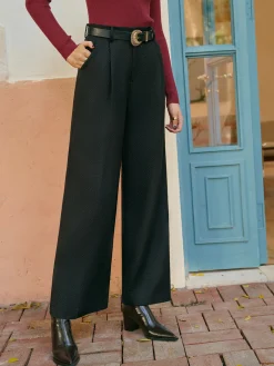 Sale Mid-Waist Tweed Pants Without Belt Bottoms
