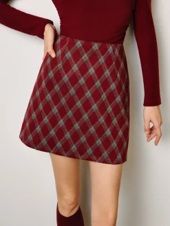 New Mid-Waist Tweed Zipper Skirt Bottoms
