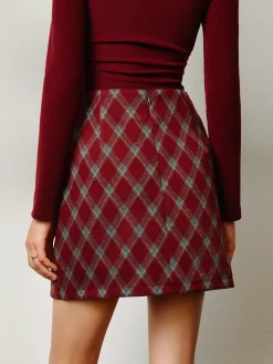 New Mid-Waist Tweed Zipper Skirt Bottoms