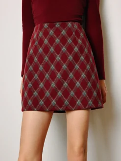 New Mid-Waist Tweed Zipper Skirt Bottoms