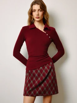 New Mid-Waist Tweed Zipper Skirt Bottoms