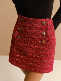 Clearance Mid-Waist Tweed Zipper Skirt Skirts|Bottoms